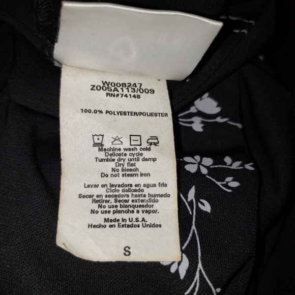 VINTAGE Dress JALATE Black Maxi Sleeveless White Floral Sz S - Picture 9 of 9